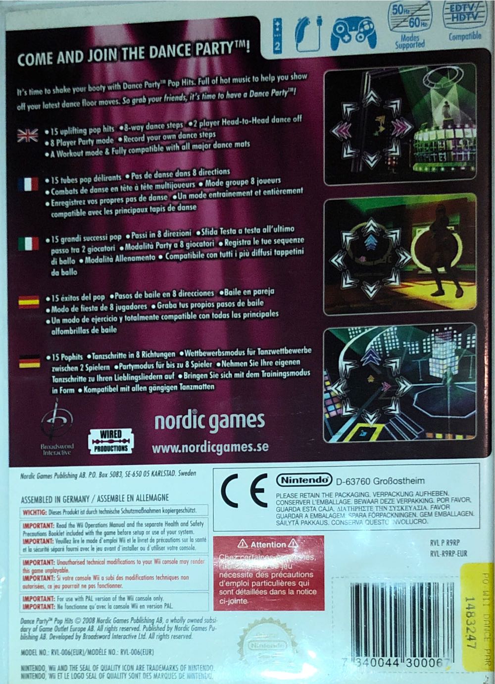 Dance Party Pop Hits - Nintendo Wii (1-2) video game collectible [Barcode 7340044300067] - Main Image 2