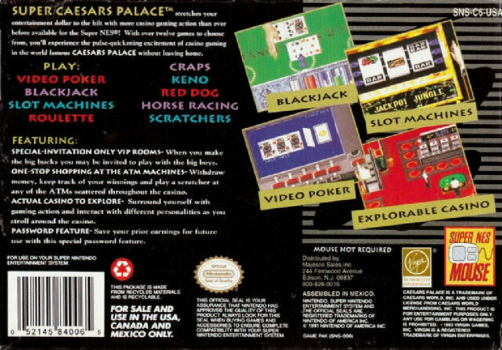 Super Caesars Palace - Nintendo Super Nintendo Entertainment System (SNES) video game collectible - Main Image 2