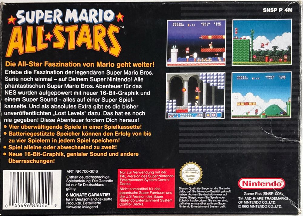 Super Mario All Stars - Nintendo Super Nintendo Entertainment System (SNES) (Nintendo) video game collectible - Main Image 4