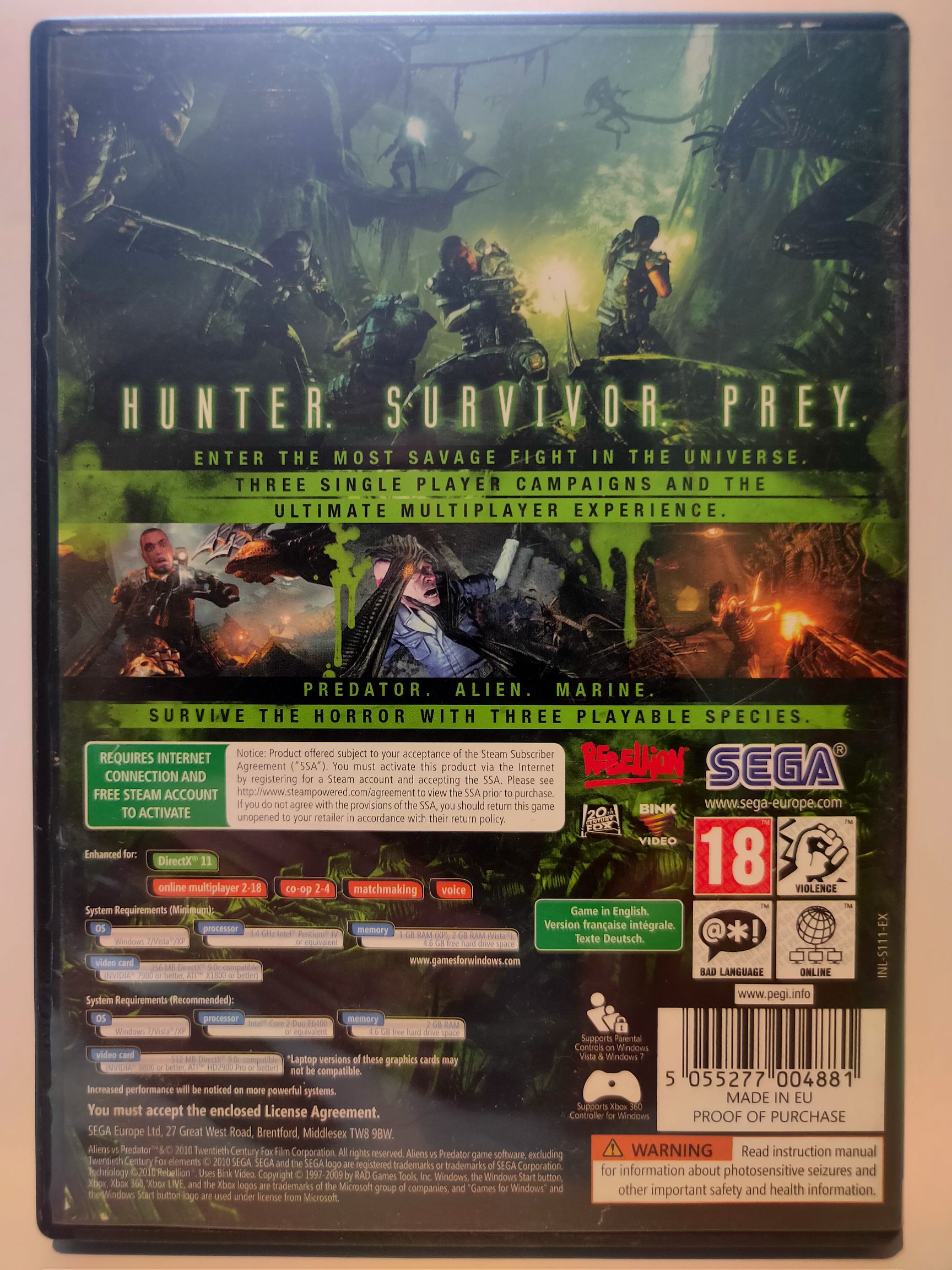 Aliens vs. Predator - PC video game collectible [Barcode 5055277004881] - Main Image 2