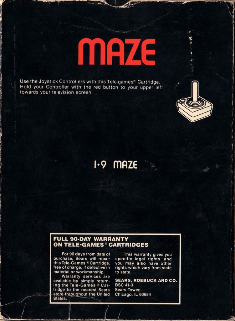 Maze - Atari 2600 (Telegames - 1) video game collectible - Main Image 2