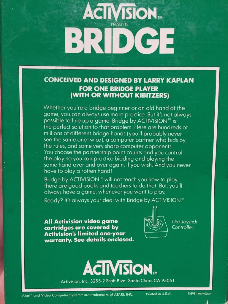 Bridge - Atari 2600 (Activision - 1) video game collectible - Main Image 2