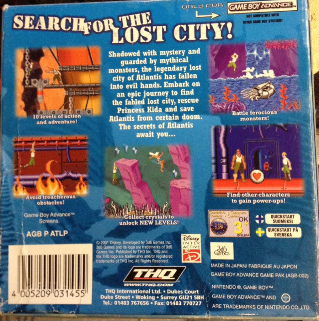 Atlantis The Lost Empire - Nintendo Game Boy Color (THQ Entertainment - 1) video game collectible [Barcode 4005209031455] - Main Image 2