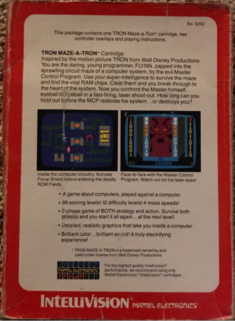 TRON Maze-A-Tron - Intellivision video game collectible - Main Image 2