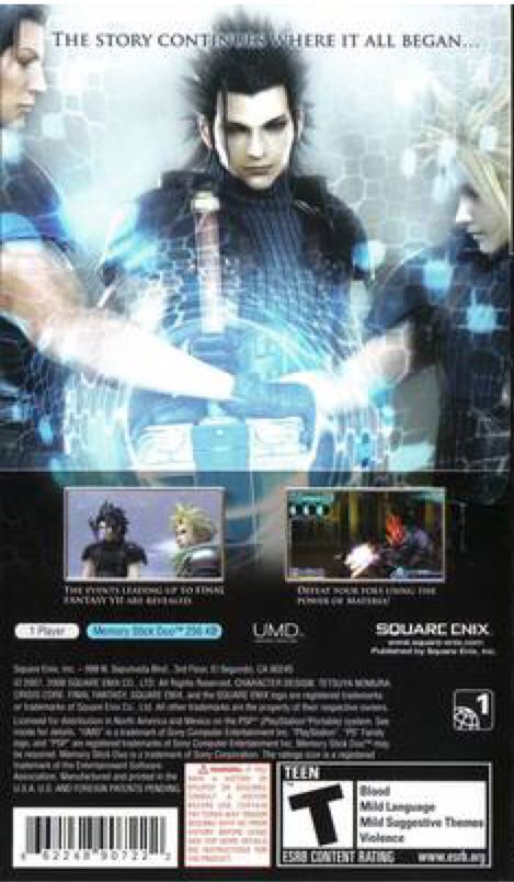 Final Fantasy VII Crisis Core - Sony PlayStation Portable (PSP) (1) video game collectible [Barcode 4948872640343] - Main Image 2