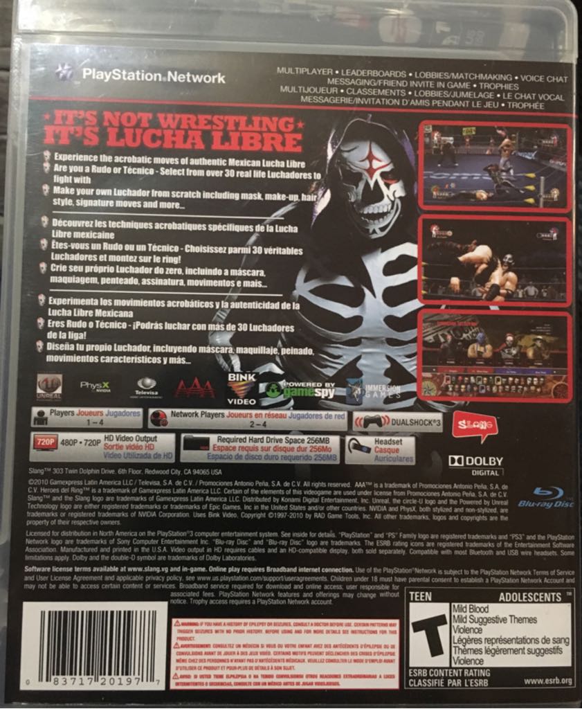 Lucha Libre AAA: Heroes Del Ring - Microsoft Xbox 360 (Slang - 1-4) video game collectible [Barcode 083717201977] - Main Image 2