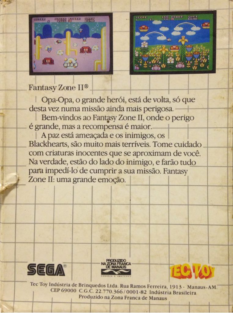 Fantasy Zone II - Sega Master System (TEC TOY - 1) video game collectible [Barcode 010086070040] - Main Image 2