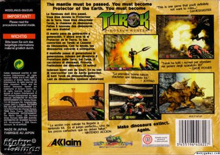 Turok: Dinosaur Hunter (Cart Only) - Nintendo 64 (N64) (Acclaim Entertainment - 1 Players) video game collectible [Barcode 021481640820] - Main Image 2