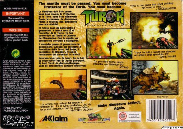 Turok: Dinosaur Hunter - Nintendo 64 (N64) (Acclaim - 1) video game collectible [Barcode 3455196408227] - Main Image 2
