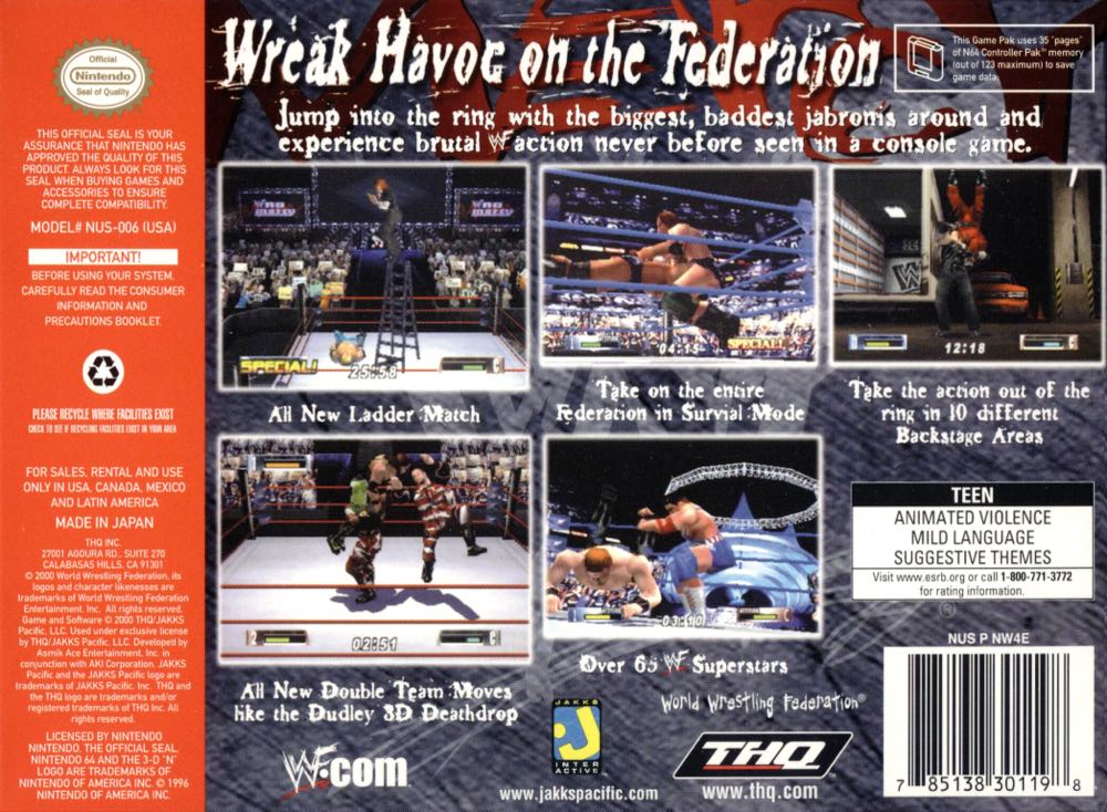 WWF:  No Mercy - Nintendo 64 (N64) video game collectible - Main Image 2