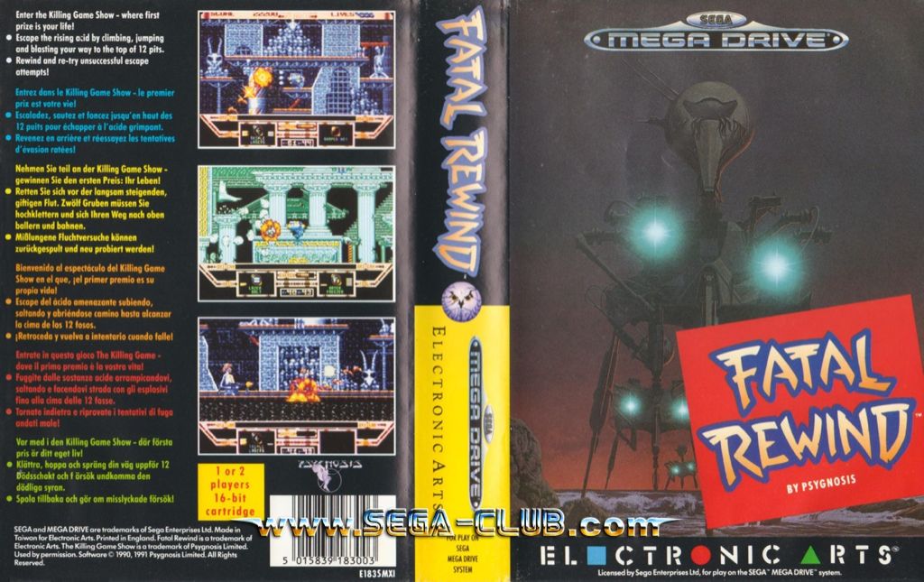Fatal Rewind - Sega Genesis (Mega Drive) ((EA) Electronic Arts - 1) video game collectible [Barcode 014633070927] - Main Image 2