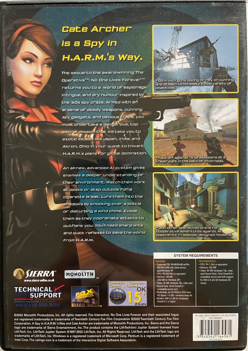 No One Lives Forever 2: A Spy In H.A.R.M.’s Way - PC (Sierra Entertainment) video game collectible [Barcode 3348542164581] - Main Image 2