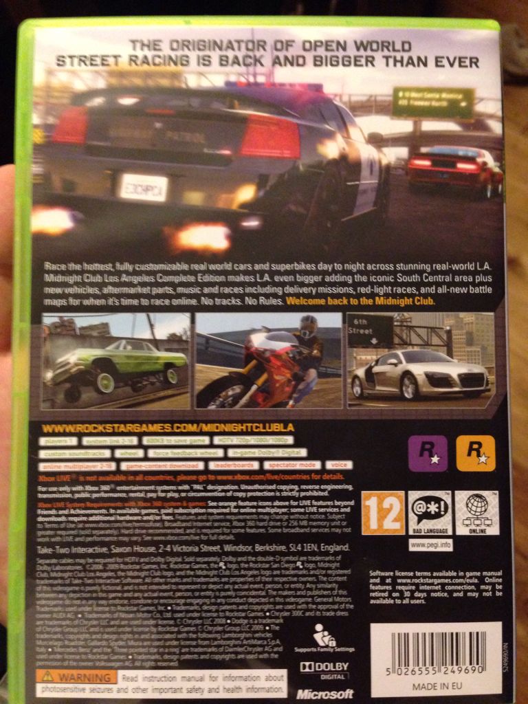 Midnight Club Los Angeles - Complete Edition (Best Seller Classics) - Microsoft Xbox 360 (Rockstar Games - 1 / 2-16) video game collectible [Barcode 5026555249690] - Main Image 2