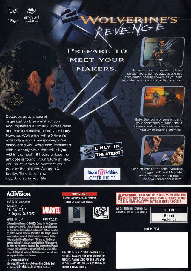X2: Wolverine’s Revenge - PC (Activision - 1) video game collectible [Barcode 047875323438] - Main Image 2