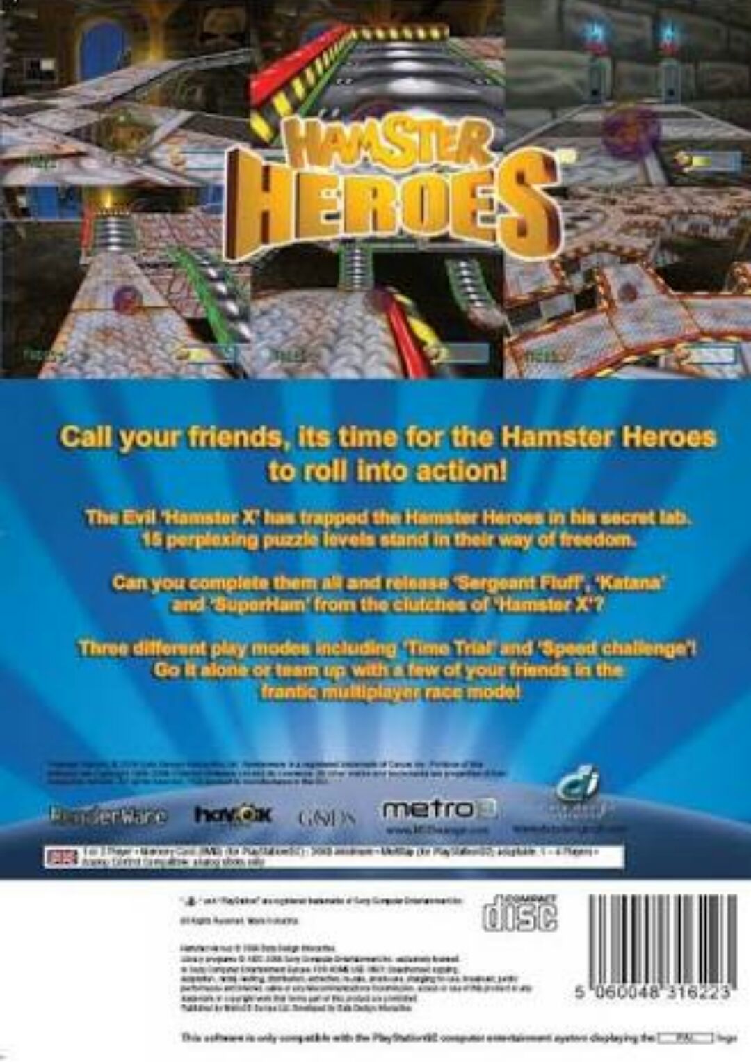 Hamster Heroes - Sony PlayStation 2 (PS2) (Metro 3D - 1) video game collectible [Barcode 5060048316223] - Main Image 2