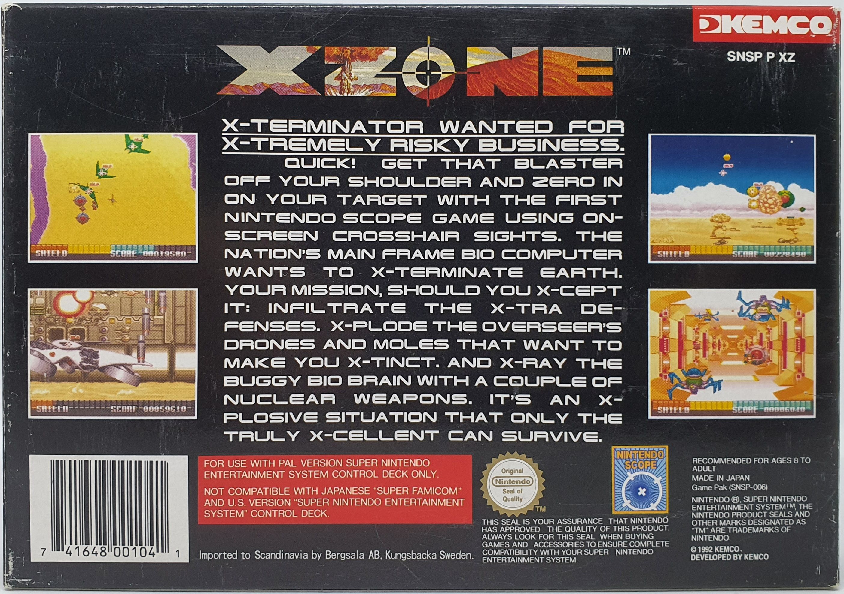 X Zone - Nintendo Super Nintendo Entertainment System (SNES) (Kemco - 1) video game collectible [Barcode 741648001041] - Main Image 2