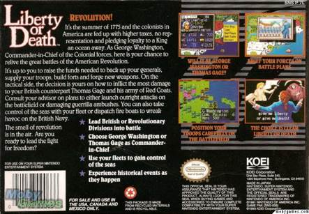 Liberty Or Death - Sega Genesis (Mega Drive) (Koei - 2) video game collectible [Barcode 040198000673] - Main Image 2