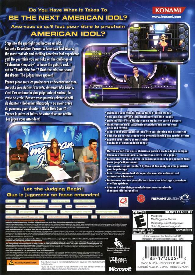 Karaoke Revolution Presents American Idol Encore - Sony PlayStation 2 (PS2) (Konami - 8) video game collectible [Barcode 083717201588] - Main Image 2