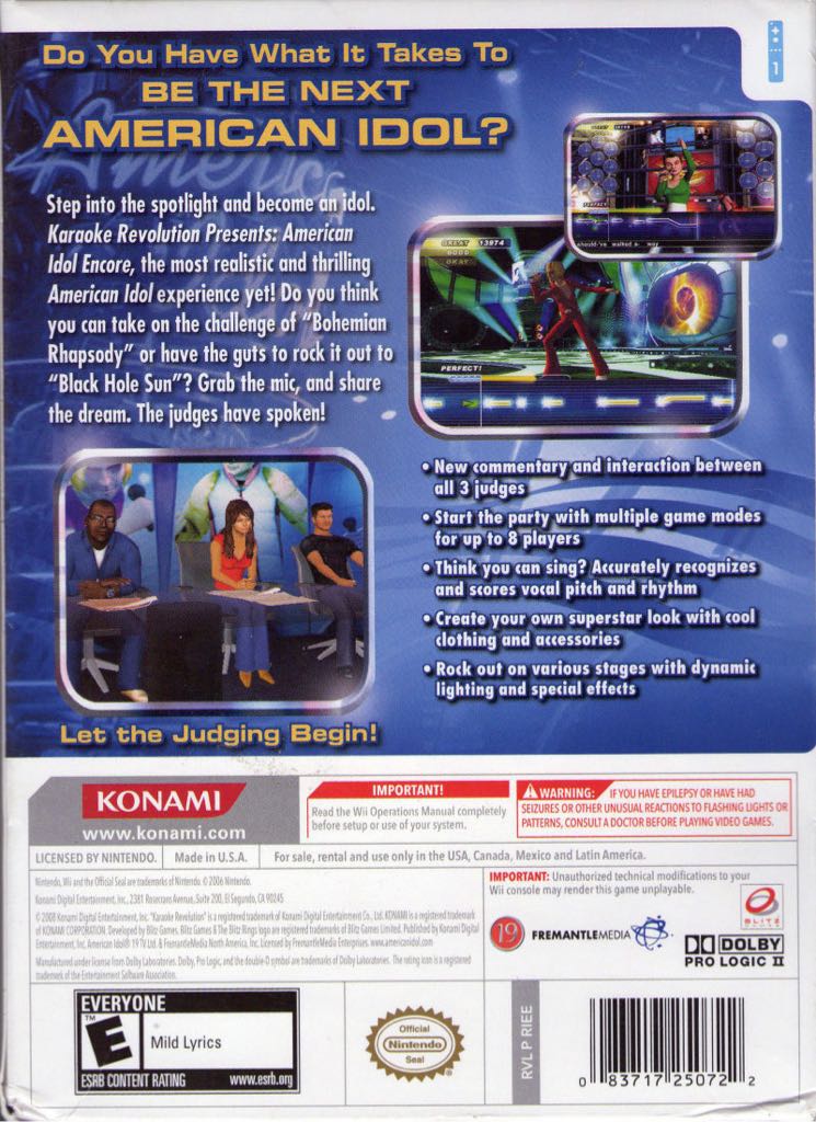 Karaoke Revolution Presents American Idol Encore - Nintendo Wii video game collectible - Main Image 2