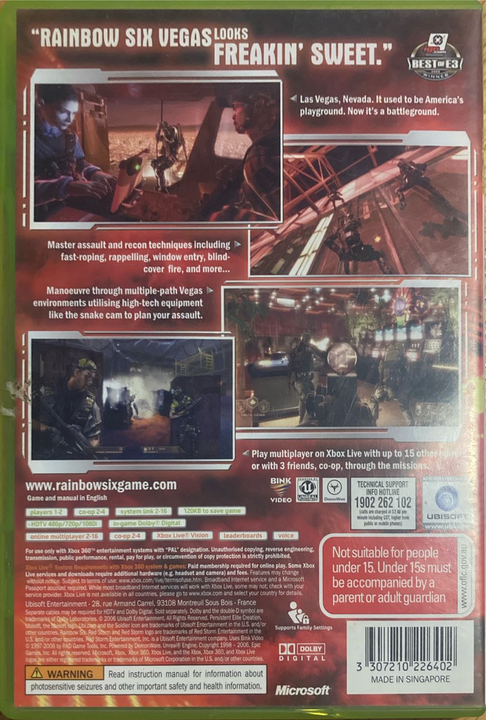 Tom Clancy’s: Rainbow Six Vegas - Microsoft Xbox 360 (Ubisoft - 1) video game collectible [Barcode 3307210226402] - Main Image 2