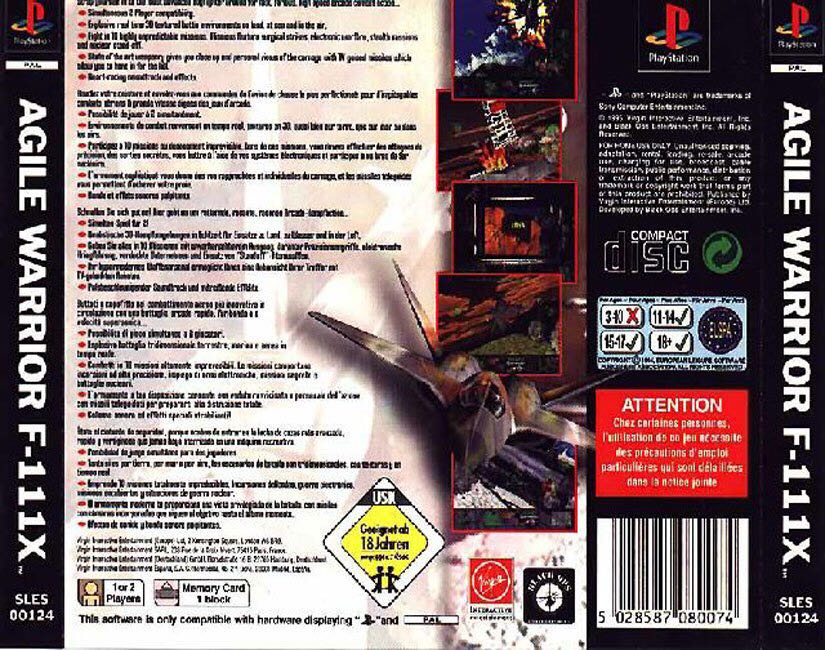 Agile Warrior F-IIIX - Sony PlayStation (Virgin Interactive Entertainment) video game collectible - Main Image 2