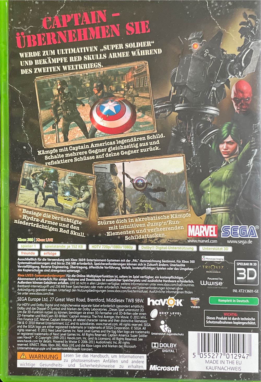 (2011) Captain America: Super Soldier - Microsoft Xbox 360 video game collectible [Barcode 5055277012947] - Main Image 2