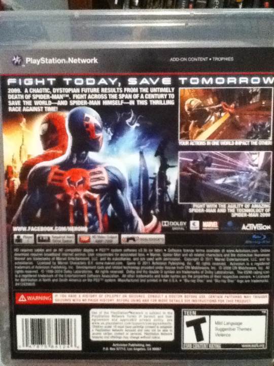 Spider-Man: Edge of Time - Sony PlayStation 3 (PS3) (Activision - 1) video game collectible [Barcode 047875843035] - Main Image 2