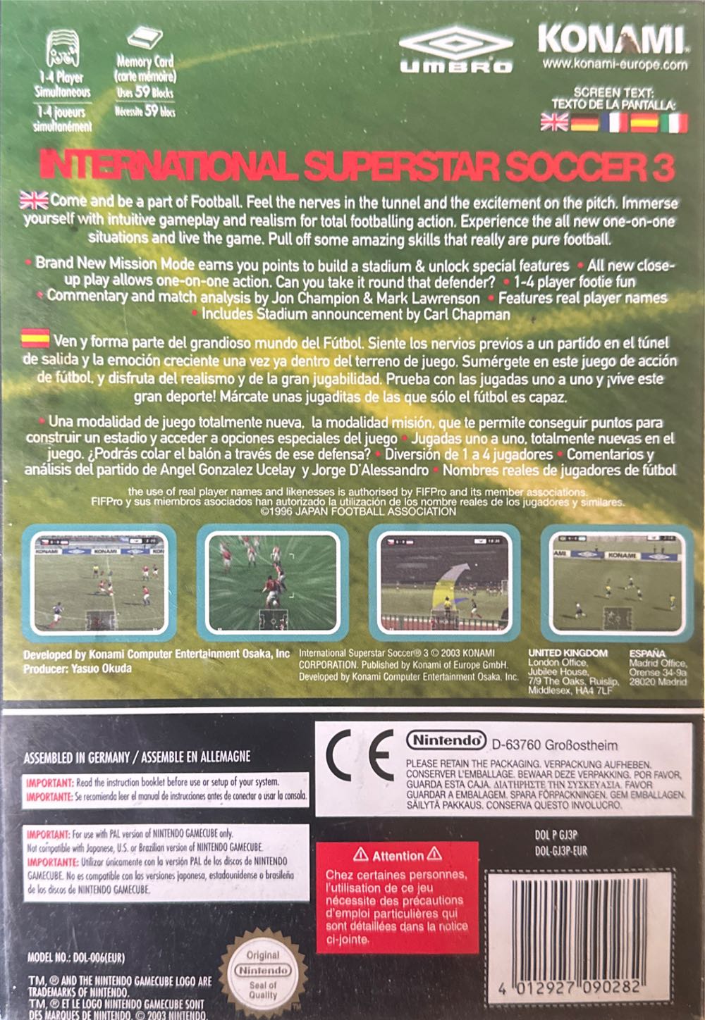 International Superstar Soccer 3 - Nintendo GameCube (Konomi - 1-4) video game collectible [Barcode 4012927090282] - Main Image 2