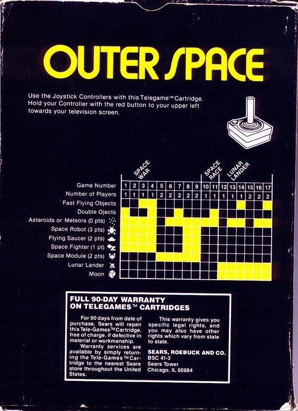 Outer Space - Atari 2600 (Sears Roebuck and Co. - 2) video game collectible - Main Image 2