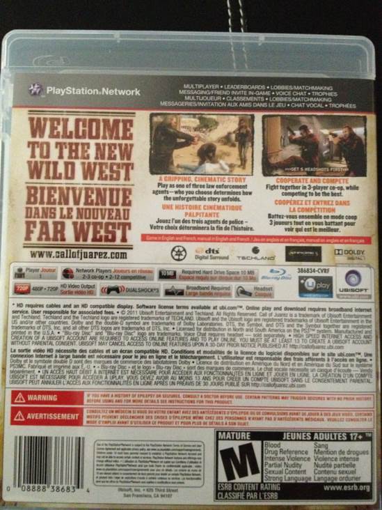 Call of Juarez: The Cartel - Sony PlayStation 3 (PS3) (1) video game collectible [Barcode 008888386834] - Main Image 2