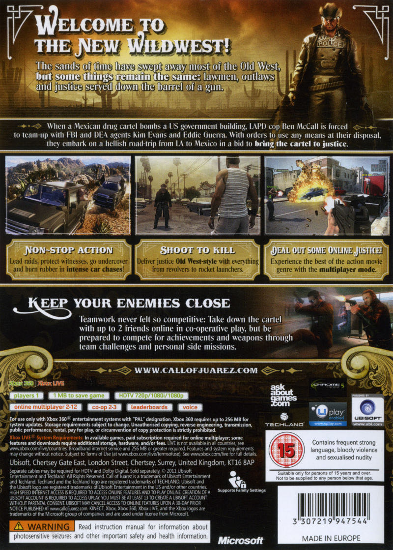 Call of Juarez: The Cartel - Microsoft Xbox 360 (Ubisoft - 1) video game collectible [Barcode 3307219947551] - Main Image 2