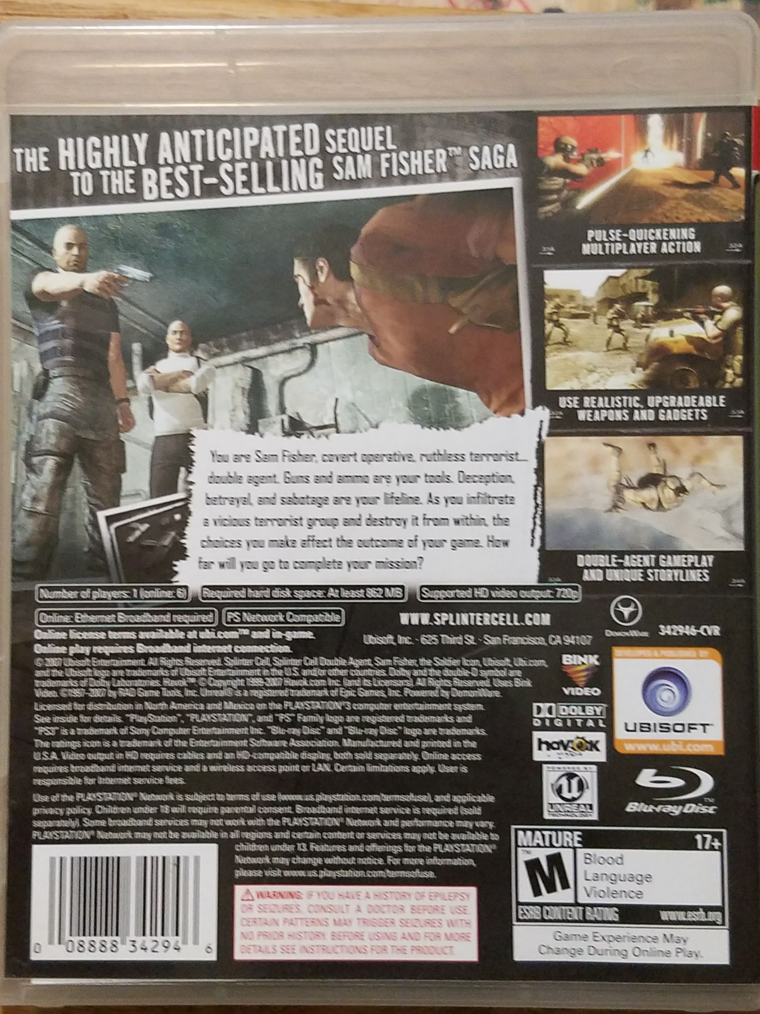 Tom Clancy’s Splinter Cell Double Agent - Sony PlayStation 3 (PS3) (Ubisoft) video game collectible [Barcode 00883429] - Main Image 2
