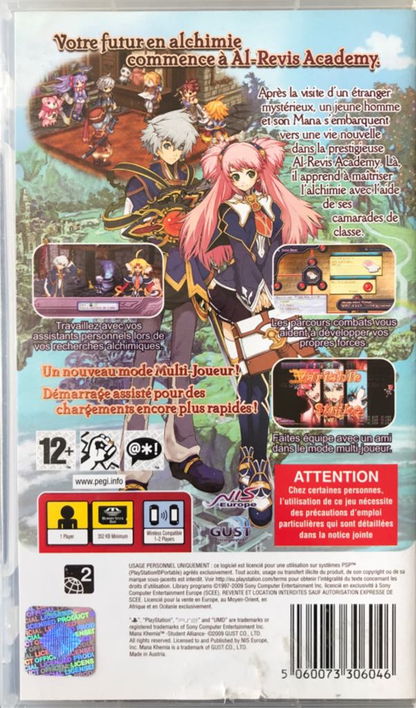 Mana Khemia: Student Alliance - Sony PlayStation Portable (PSP) (NIS Europe - 1) video game collectible [Barcode 5060073306046] - Main Image 2