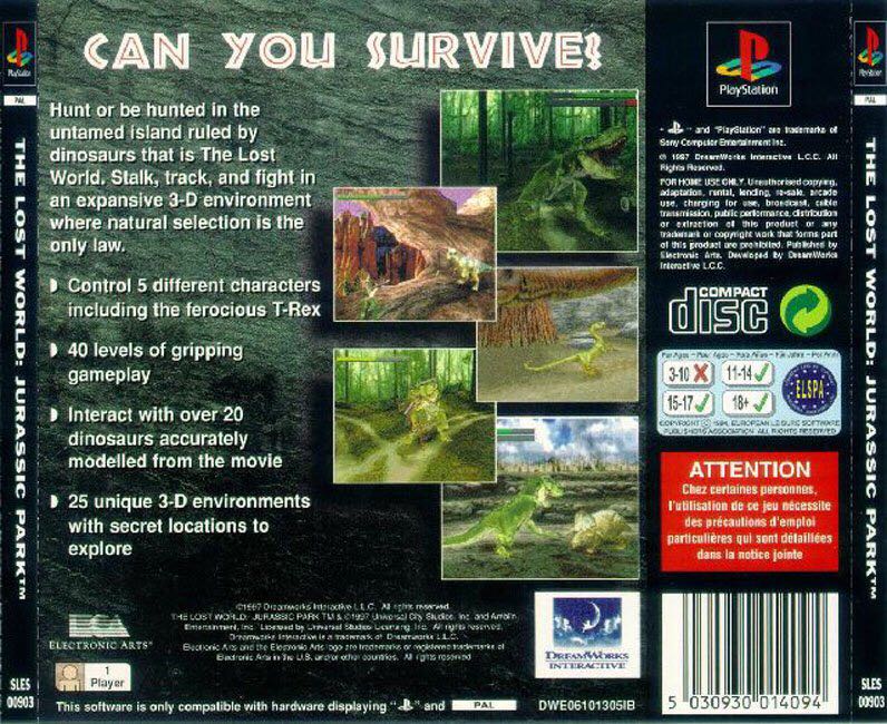 The Lost World: Jurassic Park - Sony PlayStation ((EA) Electronic Arts - 1) video game collectible [Barcode 5030930014094] - Main Image 2