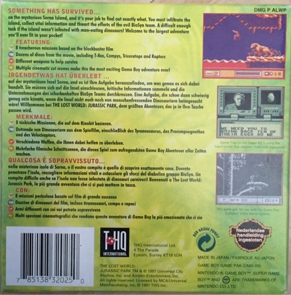Jurassic Park: The Lost World - Nintendo Game Boy (THQ) video game collectible [Barcode 785138320250] - Main Image 2