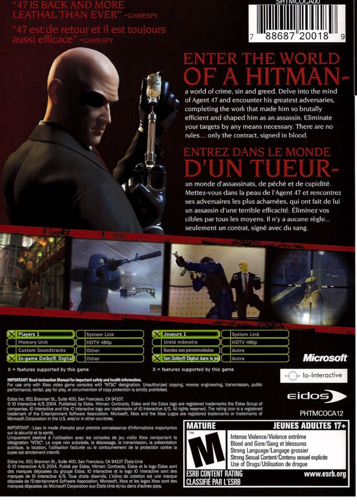 Hitman 3: Contracts - Microsoft Xbox 360 (1) video game collectible [Barcode 8868720015] - Main Image 2