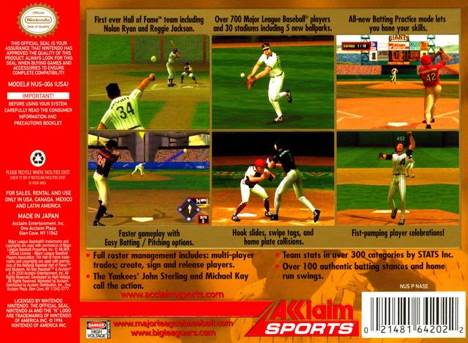 All-Star Baseball 2001 - Nintendo 64 (N64) (Acclaim Entertainment - 4) video game collectible [Barcode 021481642022] - Main Image 2