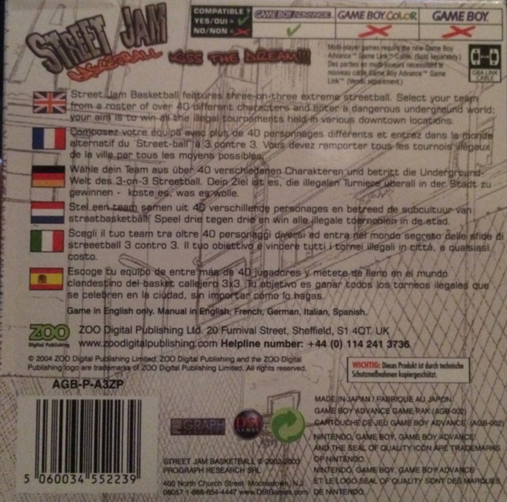 Street Jam Basketball - Nintendo Game Boy Advance (GBA) video game collectible [Barcode 5060034552239] - Main Image 2