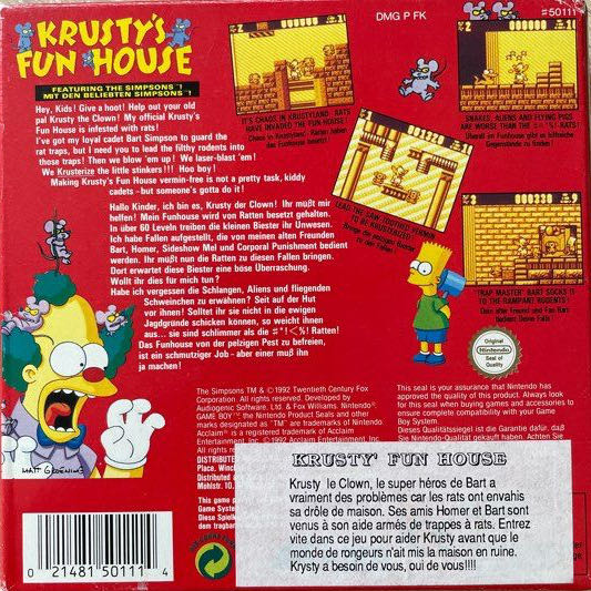 Krusty’s Fun House - Nintendo Game Boy video game collectible - Main Image 2