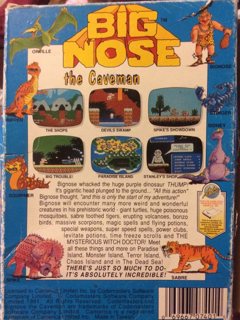 Big Nose the Caveman - Nintendo Entertainment System (NES) (Cameria) video game collectible [Barcode 069667074014] - Main Image 2