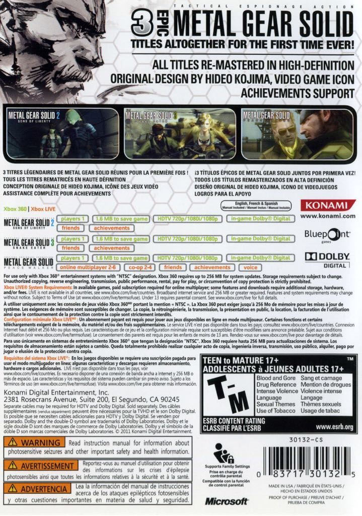 Metal Gear Solid HD Collection - Microsoft Xbox 360 (1) video game collectible [Barcode 4012927036464] - Main Image 2