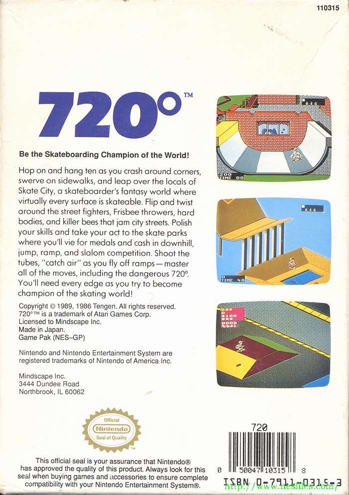 720° - Nintendo Entertainment System (NES) (1989, Mindscape) video game collectible - Main Image 2