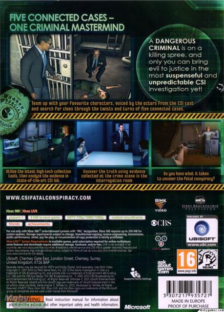 CSI - Crime Scene Investigation: Fatal Conspiracy - Microsoft Xbox 360 video game collectible [Barcode 3307217935734] - Main Image 2
