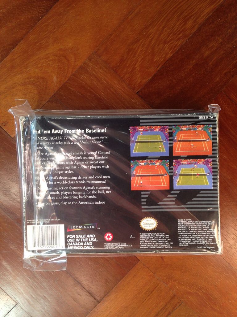 Andre Agassi Tennis - Nintendo Super Nintendo Entertainment System (SNES) (TecMagik - 1-2) video game collectible [Barcode 751571220013] - Main Image 2