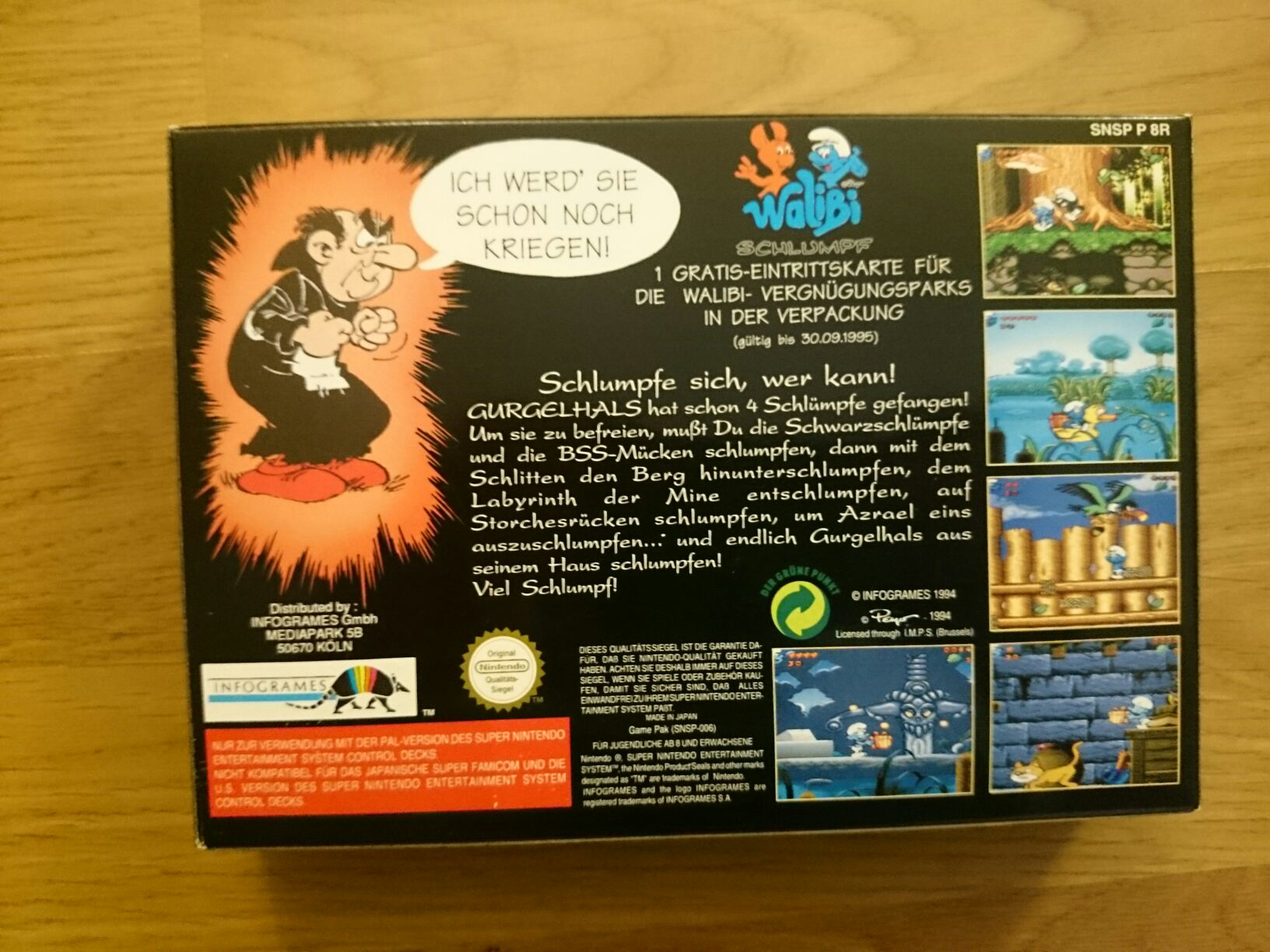 Les Schtroumpfs - Nintendo Super Nintendo Entertainment System (SNES) (Infrogames - 1) video game collectible [Barcode 3329720006787] - Main Image 2