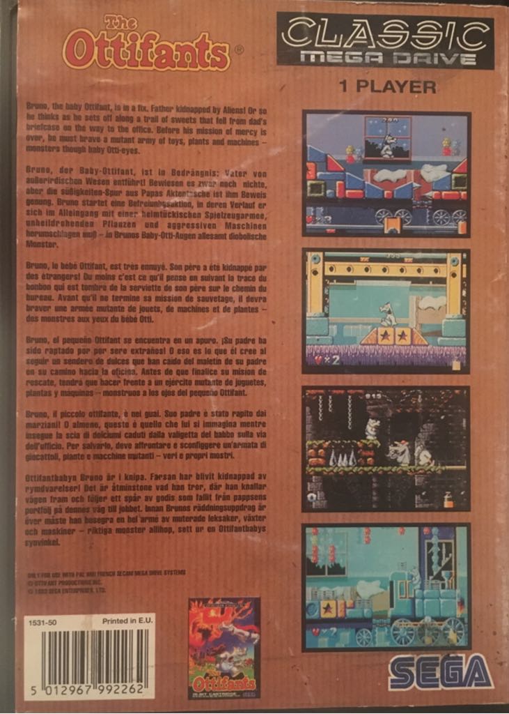 The Ottifants - Sega Mega Drive (Sega - 1) video game collectible [Barcode 5012967992262] - Main Image 2