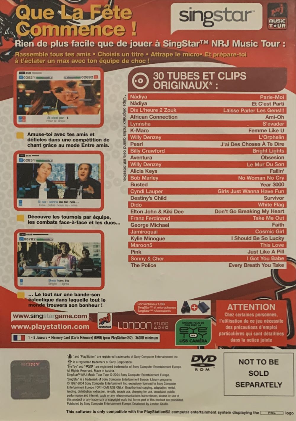 SingStar NRJ Music Tour - Sony PlayStation 2 (PS2) (Sony Computer Entertainment Europe - 1-8) video game collectible [Barcode 711719697640] - Main Image 2