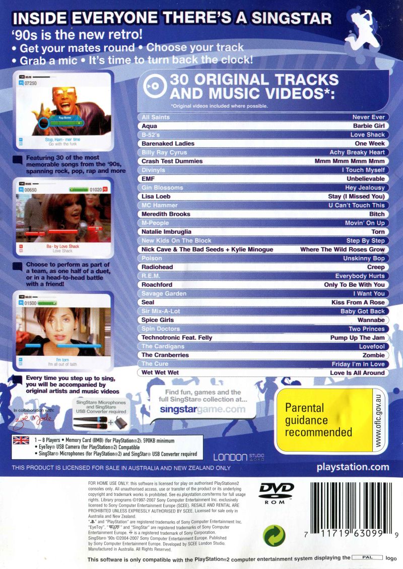 Singstar ’90s - Sony PlayStation 2 (PS2) (Sony Computer Entertainment America - 1-2) video game collectible [Barcode 711719630999] - Main Image 2