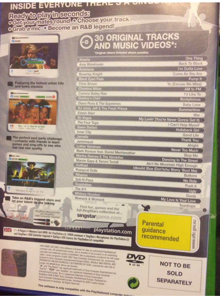 Singstar R&B - Sony PlayStation 2 (PS2) video game collectible - Main Image 2