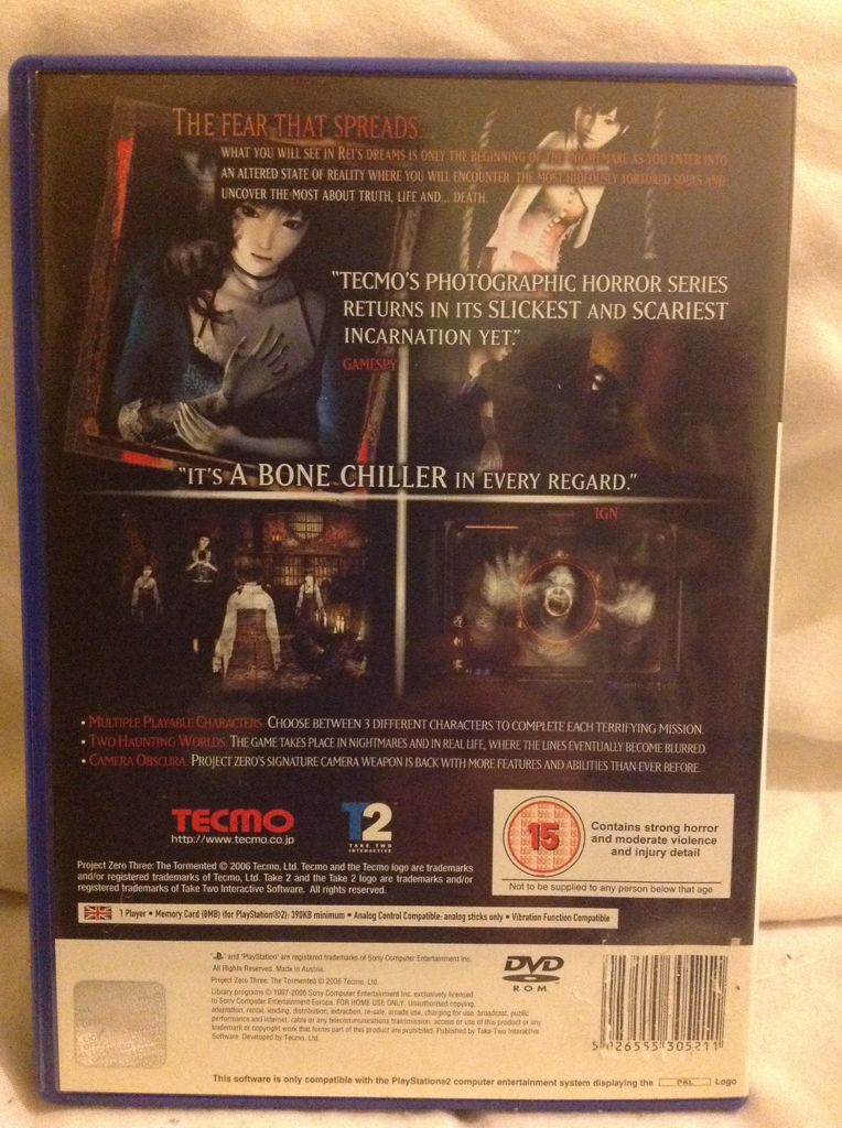 Project Zero 3: The Tormented - Sony PlayStation 2 (PS2) (Tecmo - 1) video game collectible [Barcode 5026555305211] - Main Image 2